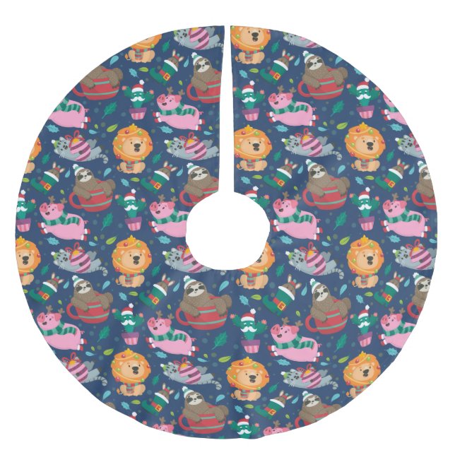 Funny Christmas Pattern Polyester Weihnachtsbaumdecke (Vorderseite)