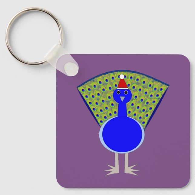 Funny Christmas Peacock Custom Schlüsselanhänger (Vorderseite)
