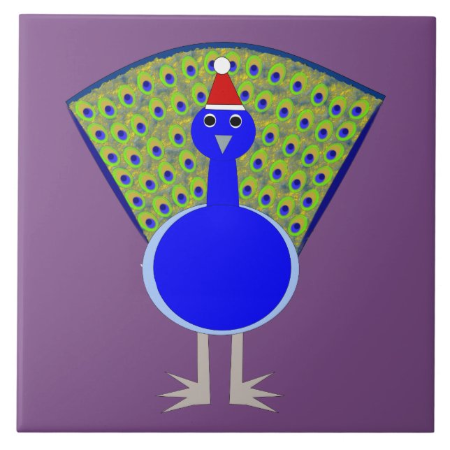 Funny Christmas Peacock Fliese (Vorderseite)