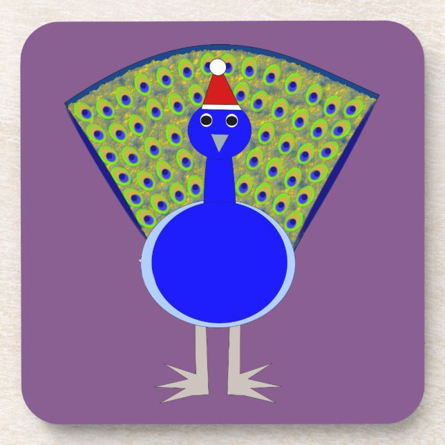 Funny Christmas Peacock Getränkeuntersetzer (Vorderseite)