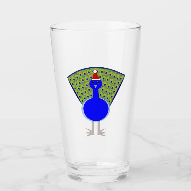 Funny Christmas Peacock Glas (Vorderseite)