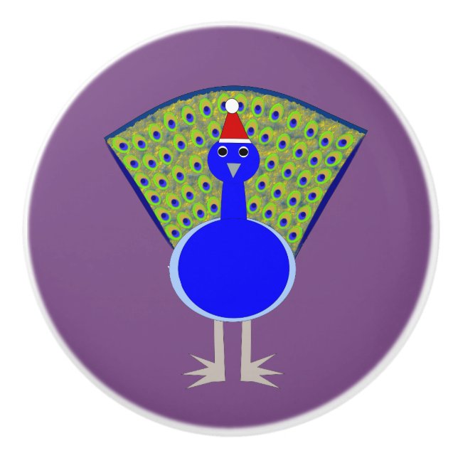 Funny Christmas Peacock Keramikknauf (Vorderseite)