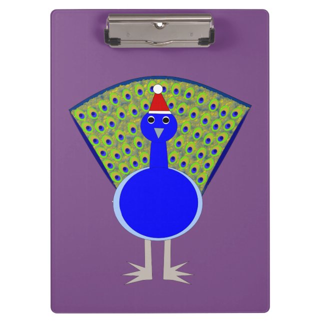 Funny Christmas Peacock Klemmbrett (Vorderseite)