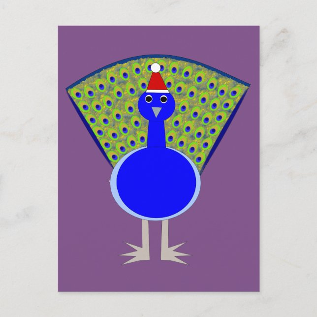 Funny Christmas Peacock Postkarte (Vorderseite)
