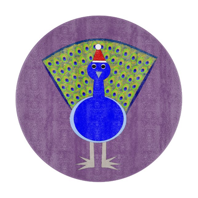 Funny Christmas Peacock Schneidebrett (Vorderseite)