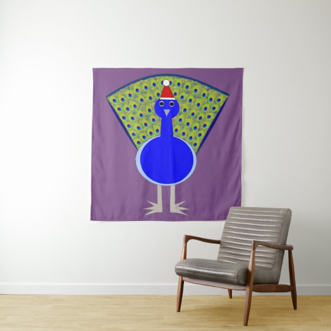 Funny Christmas Peacock Wandteppich (Beispiel)