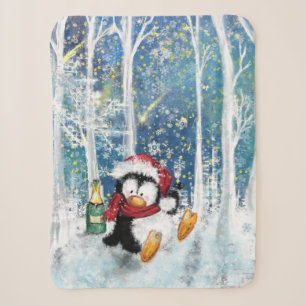 Funny Christmas Penguin Baby Sherpa Blanket Sherpadecke