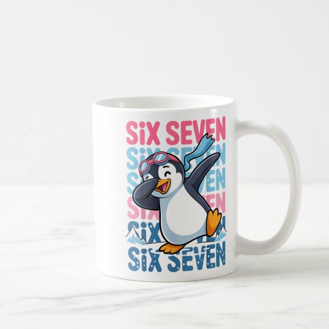 Funny Christmas Penguin Dabbing Xmas Dab Six Seven Kaffeetasse (Rechts)