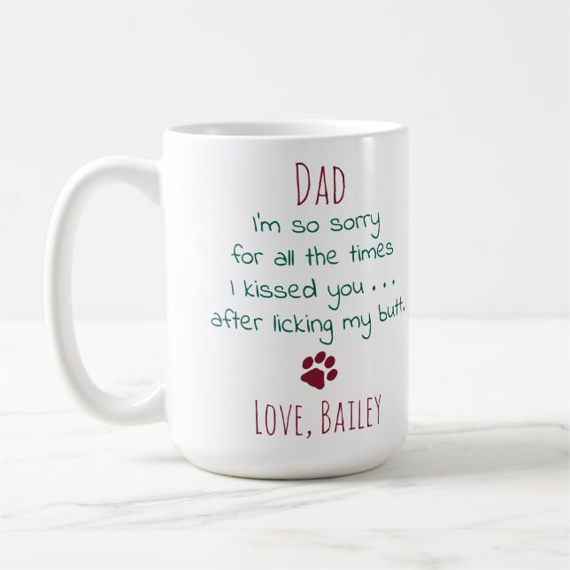 Funny Christmas Personalisiert Pet Foto Hund Vater Kaffeetasse (Links)