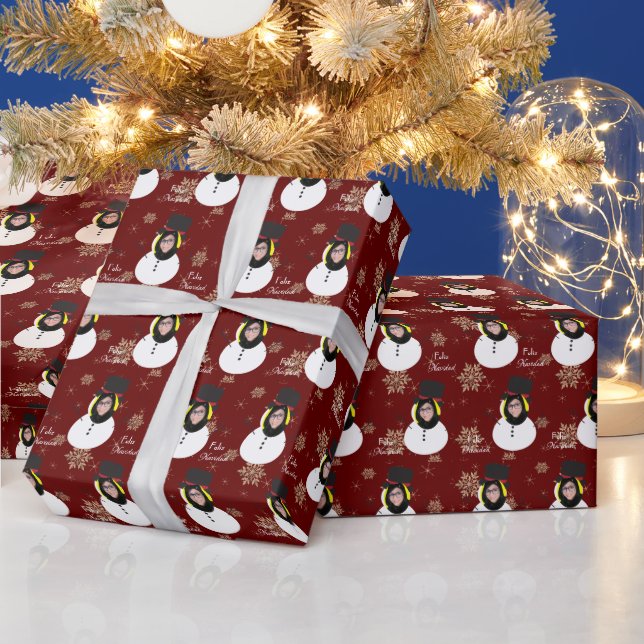 Funny Christmas Personalisiertes Foto Gesicht Span Geschenkpapier (Feiertage)