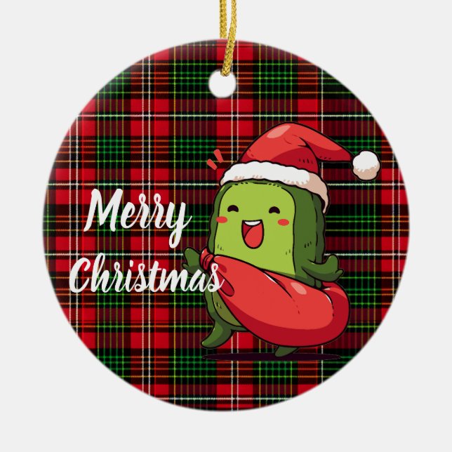 Funny Christmas Pickle Keramik Ornament (Vorne)