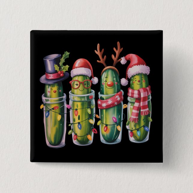 Funny Christmas Pickle Pickles Holiday Cucumber  Button (Vorderseite)
