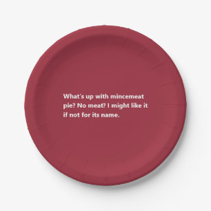 Funny Christmas Pie Gedicht Minimal Burgundy Pappteller