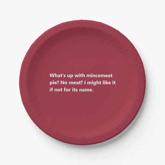 Funny Christmas Pie Gedicht Minimal Burgundy Pappteller (Vorderseite)