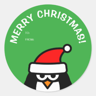 Funny Christmas Pinguin zu und von Aufklebern Runder Aufkleber
