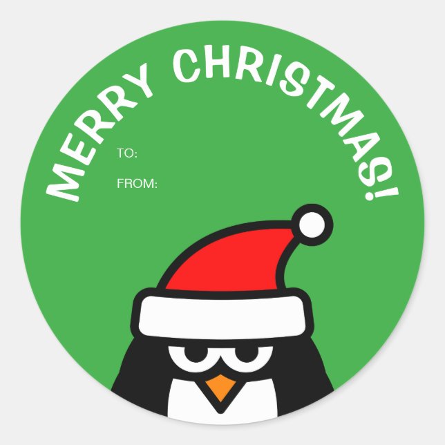 Funny Christmas Pinguin zu und von Aufklebern Runder Aufkleber (Vorderseite)