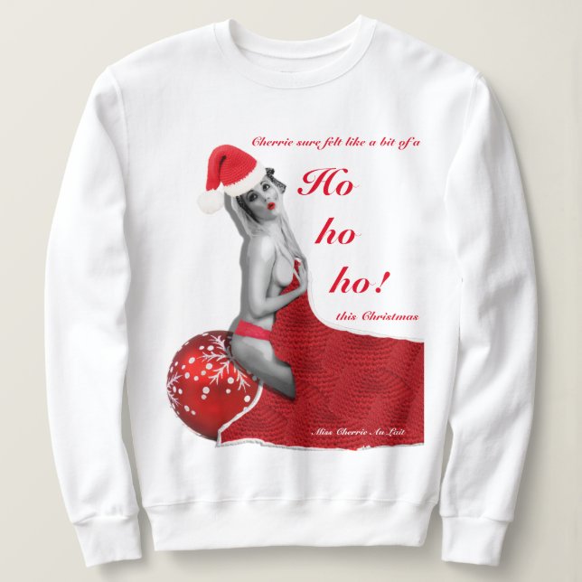 Funny Christmas Pinup Hoe Joke Ladys Xmas Jumper Sweatshirt (Design vorne)