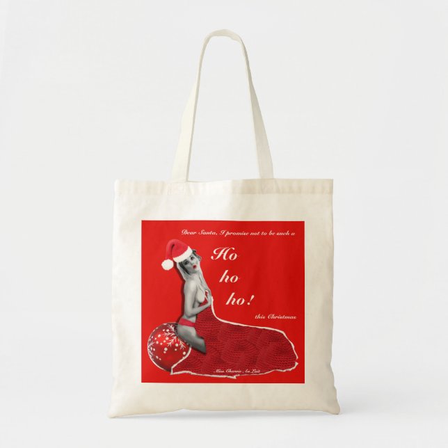 Funny Christmas Pinup Joke Ladys Xmas Shopper Bag Tragetasche (Vorne)