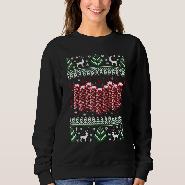 Funny Christmas Poker Chips Ugly Sweater Sweatshirt (Vorderseite)