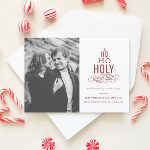 Funny Christmas Pregnancy Announcement Ho Ho Holy Karte