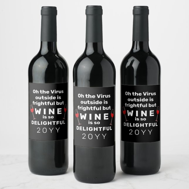 Funny Christmas Pub Wine Lover Typografie Weinetikett (Flaschen)