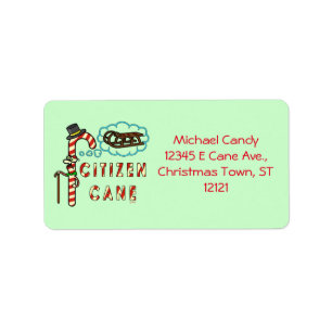 Funny Christmas Puff Citizen Cane Personalisiert Adressaufkleber