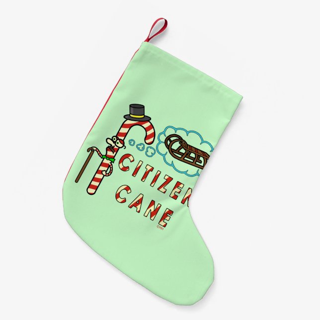 Funny Christmas Pun Citizen Cane Kleiner Weihnachtsstrumpf (Vorderansicht (hängend))