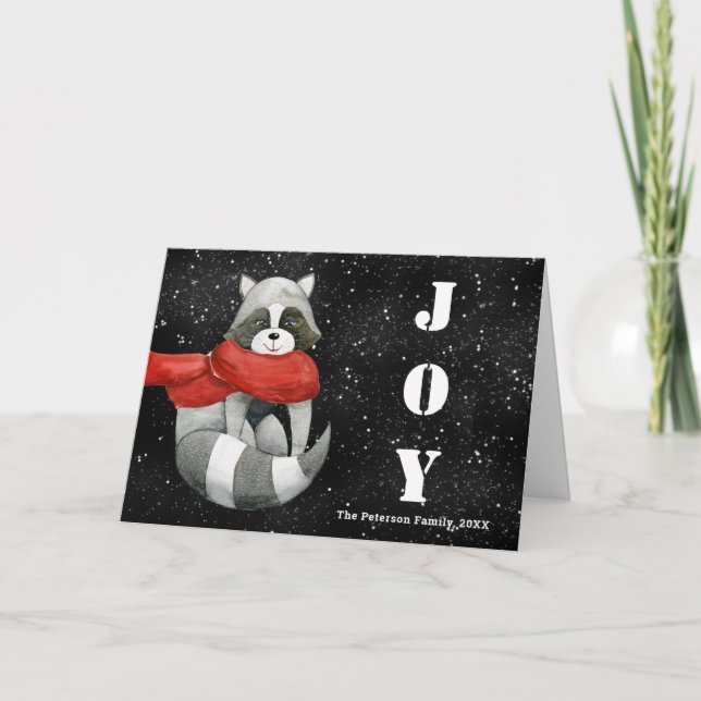 Funny Christmas Raccoon | Joy Cartes de fin de ann (Devant)