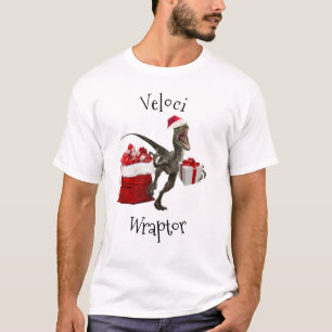 Funny Christmas Raptor Wrapping Dinosaur T-Shirt