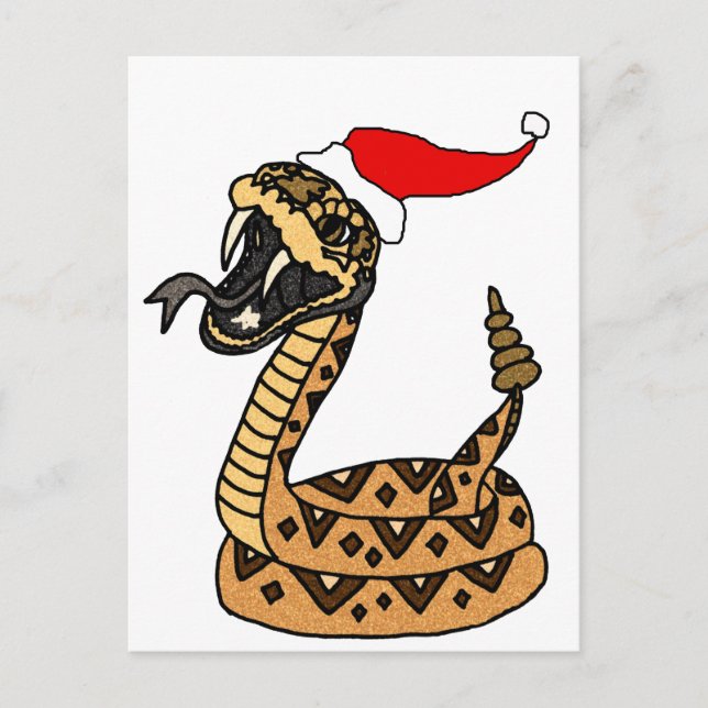 Funny Christmas Rattlesnake Feiertagspostkarte (Vorderseite)