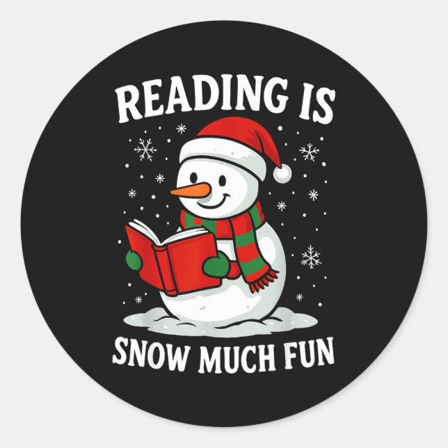 Funny Christmas Reading Is Snow Much Snowman Book  Runder Aufkleber (Vorderseite)