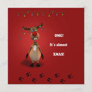 Funny Christmas Red Nosed Reindeer Einladung