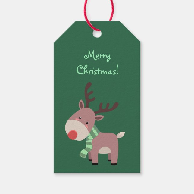 Funny Christmas Reindeer Geschenkanhänger (Vorderseite)