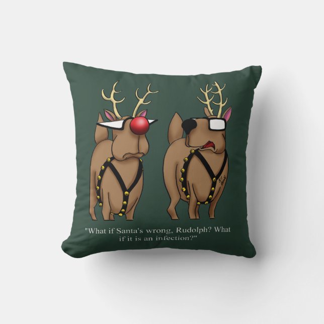 Funny Christmas Reindeer Nose Spaß Kissen (Vorderseite)