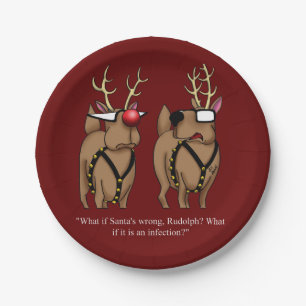 Funny Christmas Reindeer Nose Spaß Pappteller