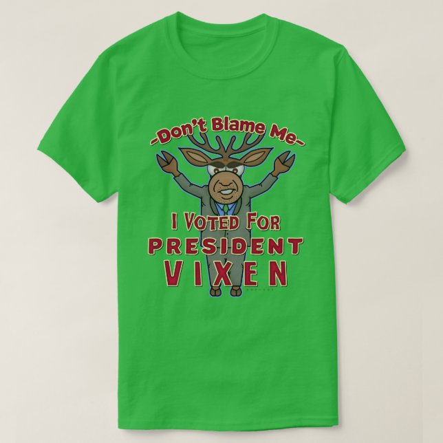 Funny Christmas Reindeer Präsident Vixen Politisch T-Shirt (Design vorne)