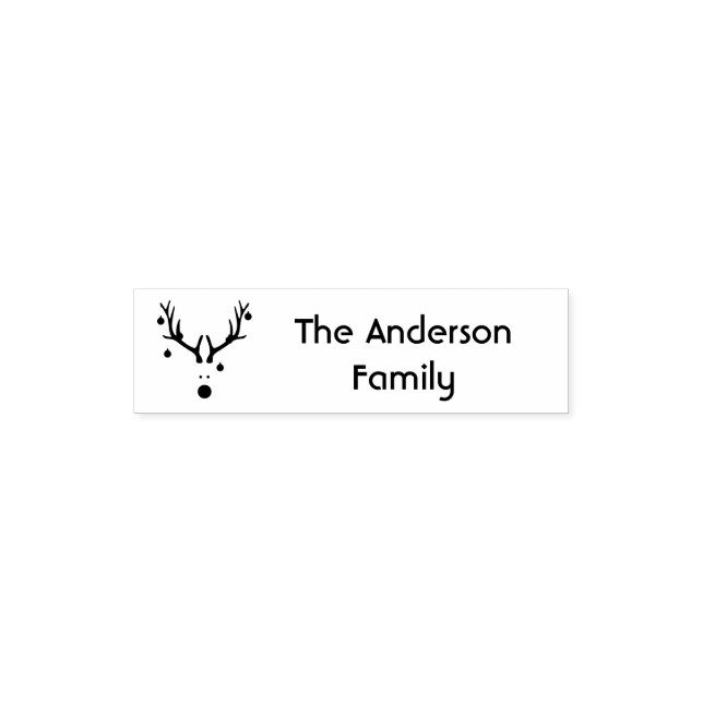 Funny Christmas Rentier Kopf Familienname Permastempel (Design)