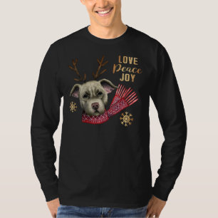 Funny Christmas Rentier Pit Bull mit Imitate Gold  T-Shirt