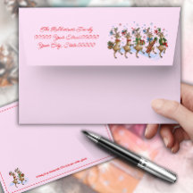Funny Christmas Rentiers Pink Envelope