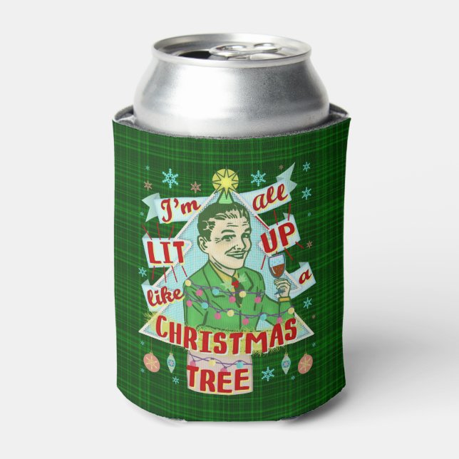 Funny Christmas Retro Drink Spaß Mann Lit Up Dosenkühler (Kanne Vorderseite)