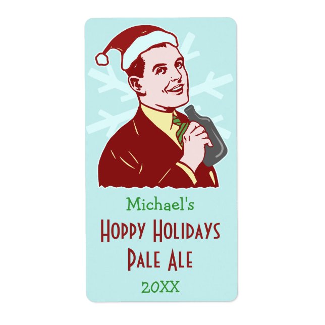 Funny Christmas Retro Holiday Bierbrauer Flasche (Vorne)