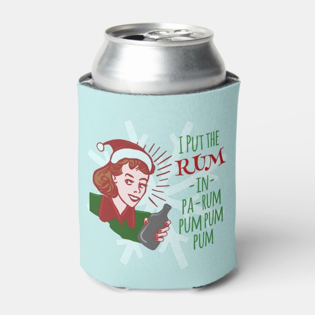 Funny Christmas Retro Rum Frauen Drink Urlaub Dosenkühler (Kanne Vorderseite)