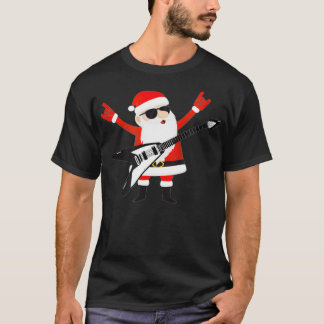 Funny Christmas Rock'n'Roll Santa Guitar  T-Shirt