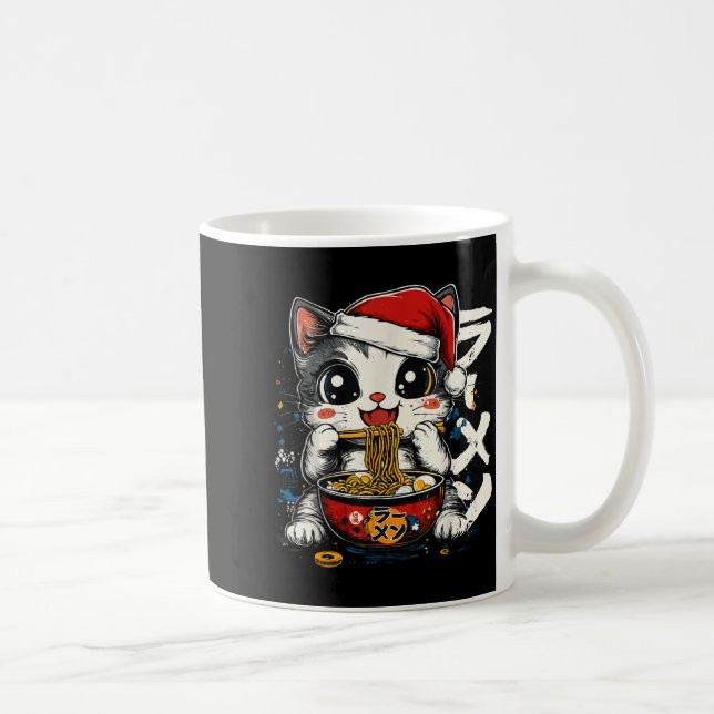 Funny Christmas Santa Cat Ramen Japanese Kawaii An Kaffeetasse (Rechts)