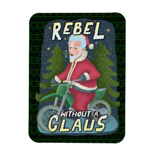 Funny Christmas Santa Claus Humor Motorcycle Rebel Magnet (Vertikal)