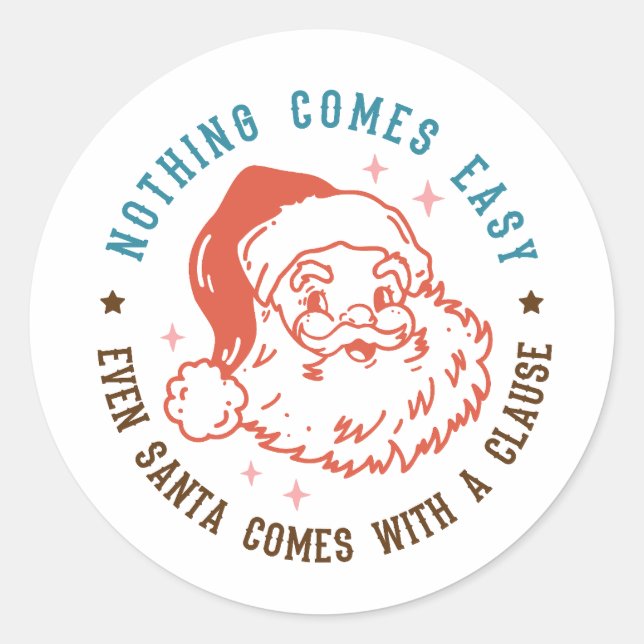 Funny Christmas Santa Claus Runder Aufkleber (Vorderseite)