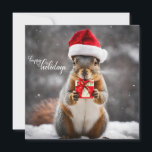 Funny Christmas Santa Eichhörnchen mit Gegenwart Feiertagskarte<br><div class="desc">Weihnachtstreuer</div>