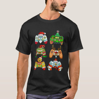 Funny Christmas Santa Elf Gaming Controller Gamer T-Shirt