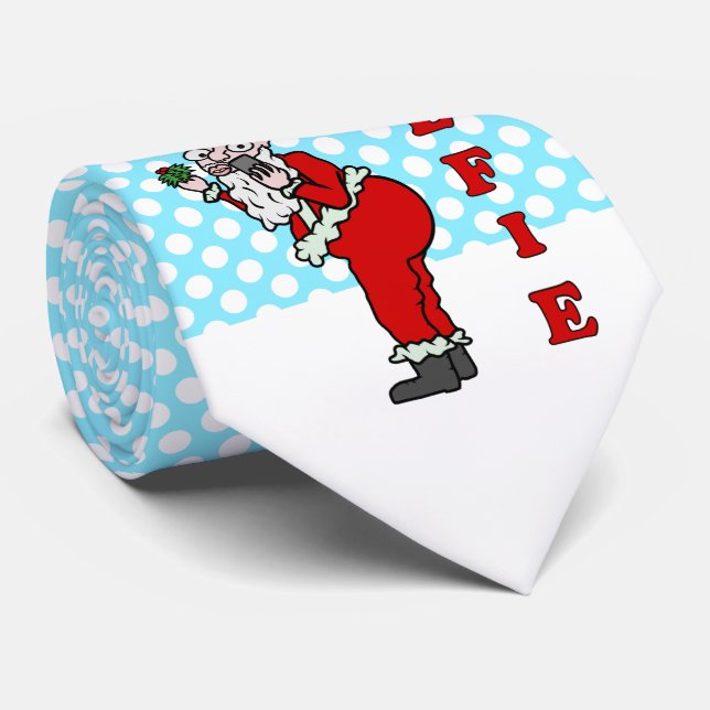 Funny Christmas Santa Elfie Krawatte (Gerollt)