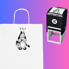 Funny Christmas Santa Gnome Paare Monogram Permastempel